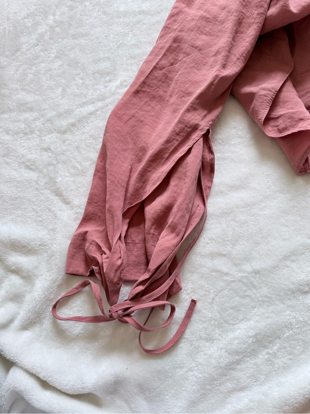 Zara Dusty Rose Tie-Front Crop Top - Picture 4 of 7